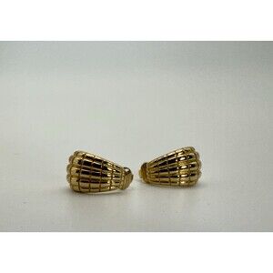 Vintage Avon Gold Tone Earrings Clip-on Scalloped Textured 1/2 Hoop Huggie 90s